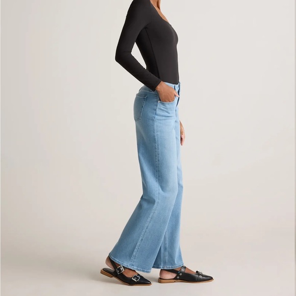 Quince Stretch High Rise Wide Leg Jeans - Picture 6 of 9